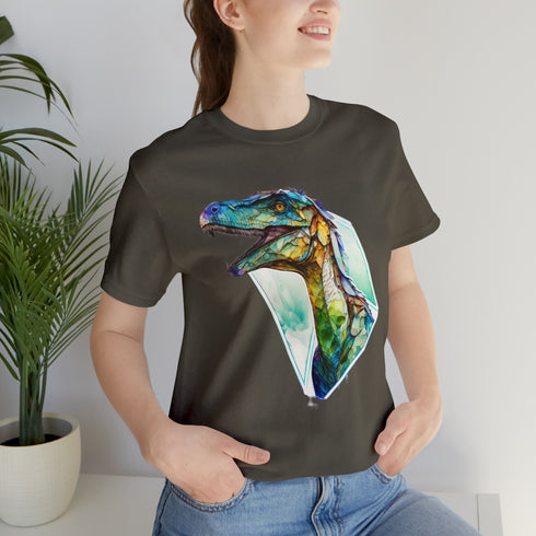 Stained Glass Velociraptor - Short Sleeve Tee
